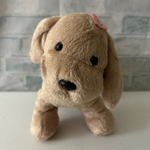 PUPPY DOG WITH PINK COLLAR WITH SEQUENCE STUFFED ANIMAL - Picture 1 of 4